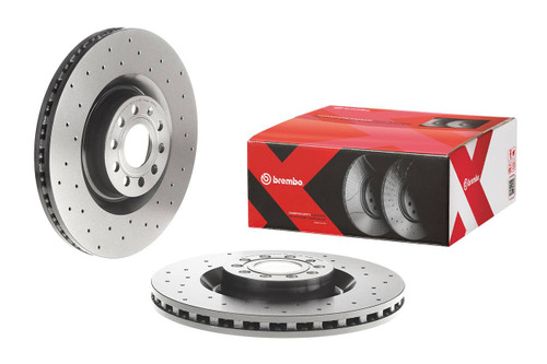Brembo 09-12 VW CC/12-13 Golf R/06-08 Passat Front Premium Xtra Cross Drilled UV Coated Rotor Brembo 09-12 VW CC/12-13 Golf R/06-08 Passat Front Premium Xtra Cross Drilled UV Coated Rotor