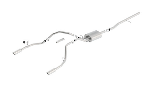 Borla 14 Silv/Sierra 1500 C/B Touring Exh/2.75in in muff 2.25inout 4inTIp SS Rear Exit bor140535 Borla 14 Silv/Sierra 1500 C/B Touring Exh/2.75in in muff 2.25inout 4inTIp SS Rear Exit bor140535