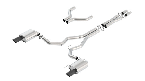 Borla Atak Cat-Back 15-17 Ford Mustang GT 5.0L V8 MT/AT 3in pipe 4in Black Chrome Tips bor140630BC