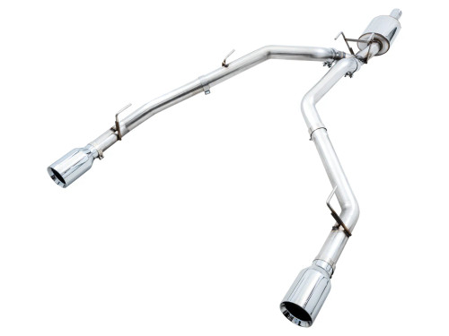 AWE 0FG Dual Rear Exit Catback Exhaust for 4th Gen RAM 1500 5.7L (without Bumper Cutouts) - Chrome Silver Tips - awe3015-32101