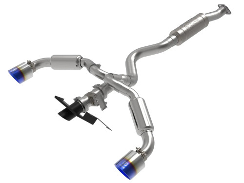 aFe Gemini XV 3 IN to 2-1/2 IN 304 Stainless Steel Cat-Back Exhaust System w/ Cut-Out Blue Flame Toyota GR Corolla 23-24 L3-1.6L (t) - afe49-36067-L