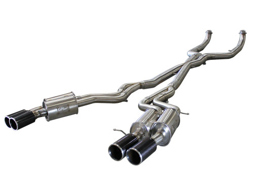 aFe MACH Force-Xp 3" 304 Stainless Steel Cat-Back Exhaust System BMW M5 (F10) 12-16 V8-4.4L (tt) S63 - CARBON FIBER TIPS - afe49-36317-C