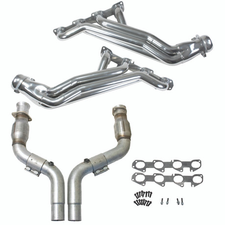 BBK Performance Dodge Charger Challenger SRT8 6.1, 6.2, 6.4L Long Tube Stainless Steel Headers 1-7/8 w/ High-Flow Catted Midpipe - bbk16486