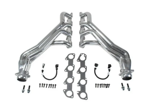 BBK Performance Dodge 5.7 HEMI Long Tube Headers w/ High-Flow Catted Midpipe 2005-2008 - Silver Ceramic - bbk16473