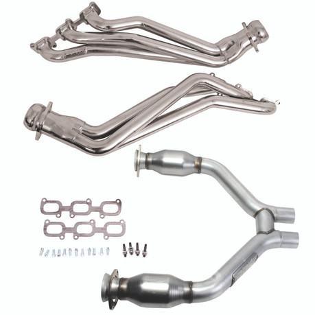 BBK Performance Ford Mustang V6 1-3/4 Long Tube Headers w/ High-Flow Catted H-Pipe 2015-2017 - Silver Ceramic - bbk16424