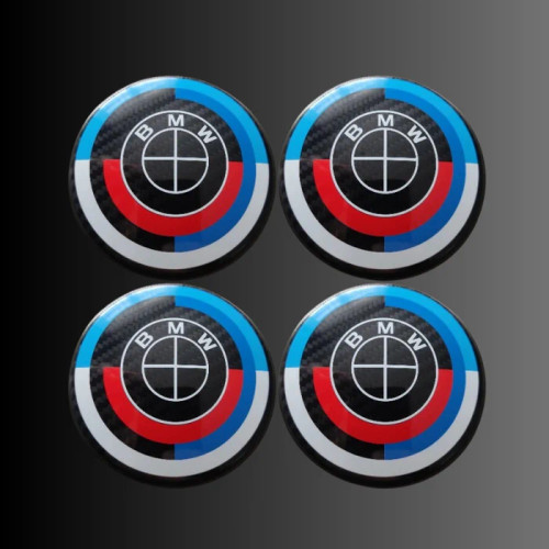 BMW 50th Anniversary Style Carbon Fiber Wheel Centre Caps (68MM ...