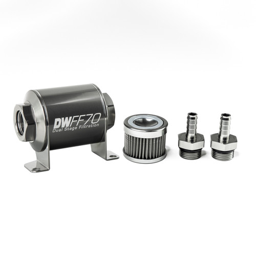 Filter. Less Inline Kit DeatschWerks 5/16in 40 Micron Inline Fuel Filter Kit – 70mm Stainless ...