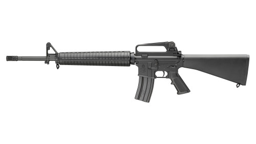 Left side view of Springfield Armory SA16-A2 5.56mm semi-automatic rifle with fixed stock and classic A2-style handguard