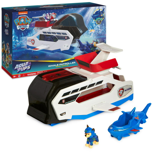 PAW Patrol Aqua Pups Whale Patroller Team Vehicle with Chase Figure and Vehicle Launcher (OPEN BOX)
