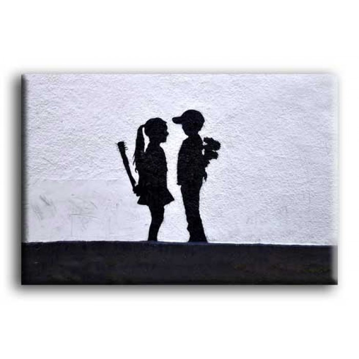 バンクシー　Boy Meets Girl 30cm×30cm Banksy Canvas Print - Boy Meets Girl - The Banksy Shop