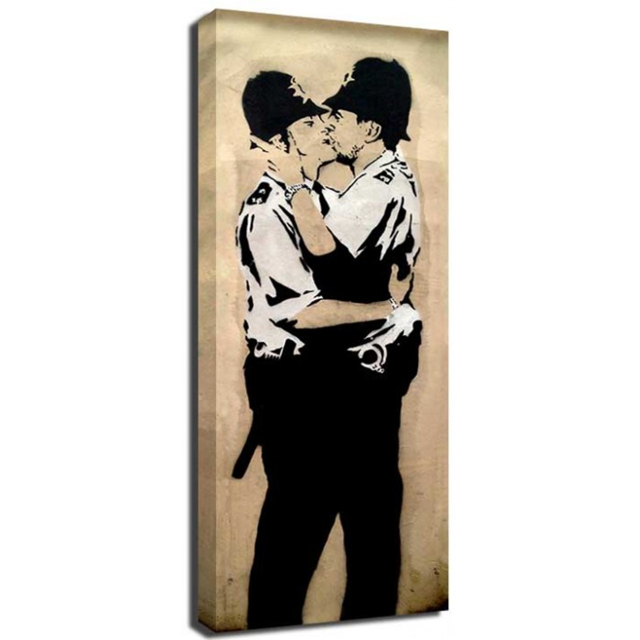 Banksy Canvas Print - Kissing Coppers Men - The Banksy Shop