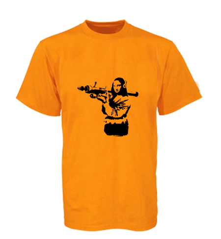 Tribal T-Shirts Banksy Mona Lisa Bazooka Maglietta con