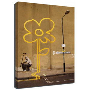 Banksy Canvas Print - Yellow Flower Banksy Canvas Print - Yellow Flower