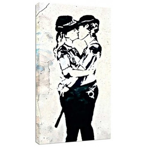 Banksy Canvas Print - Kissing Coppers Women Banksy Canvas Print - Kissing Coppers Women