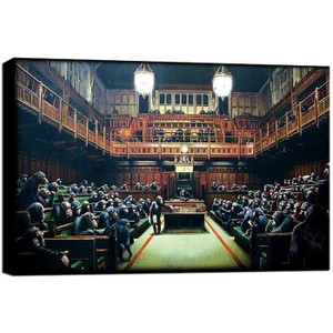 Banksy Canvas Print - Monkey Parliament Banksy Canvas Print - Monkey Parliament