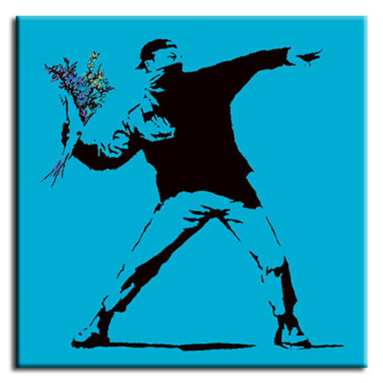 Banksy Canvas Prints Square - Flower Thrower - The Banksy Shop