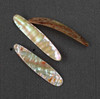 Awabi shell fishing lures (fishing spoons) are specially cut and polished solid shell pcs. Size 16 - 18 x 75-80x 1.5-2mm Made to specific bent shape without holes from A grade shell.