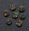 Opal dots OP34 6 x 1.3mm flat pcs made to specific diameter and thickness made from manufactured opal suitable for inlay, fretboard markers, jewellery, Opal dots can be worked same way as mother of pearl and are of similar hardness.