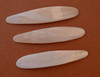 Fresh water shell fishing lures (fishing spoons) with hole, specially cut and polished solid shell pcs. Size 20 x 95mm Made to specific bent shape no holes. Made using A grade shell.