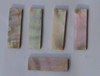 Awabi flat inlay blanks 8x30x1mm B grade - may have some shell skin or worm damage mostly on 1 side, Also used as Awabi (Goldfish) bow slides for violin and cello.