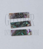 Green abalone (Mexican green abalone) flat inlay blanks size 8.5mm (0.335") width x 38mm (1.5") length x 1mm (0.04") thickness B grade may have some shell skin or worm damage mostly on 1 side only.