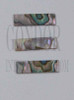 Green abalone (Mexican green abalone) flat inlay blanks size 13mm (0.51") width x 36mm (1.41") length x 1mm (0.04") thickness B grade - may have some shell skin or worm damage usually on 1 side only.