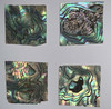 Paua abalone (New Zealand Paua shell) flat inlay blanks size 25-30mm width x 25-30mm length x 1.3mm thickness B grade. Good on 1 side may have holes or shell skin on other side.