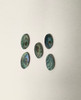 Paua abalone (New Zealand Paua shell) flat oval inlay blanks size 9.3mm (0.4") width x 18.2mm (0.7") length x 1.5mm (0.06") thickness A grade good on at least 1 side may have some worm damage or shell skin on edges of reverse side.