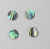 Paua shell dots 15mm diameter x 3mm thickness are round flat shell pcs cut to precise diameter and thickness.