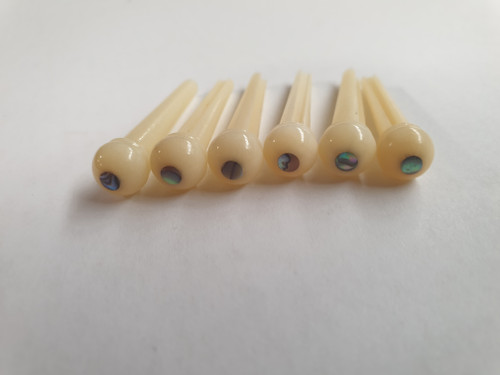 1 set Guitar bridge pins Size 2A Vintage bone with Paua dot