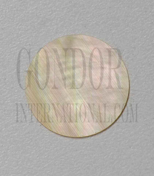 Gold MOP polished discs 25mm (1") diameter 1mm (0.04") thickness - flat shell polished 1 side, cut to precise diameter and thickness. Ideal for use in inlay applications - for watch dials and general inlay or jewellery decorations. All pcs are A grade.
