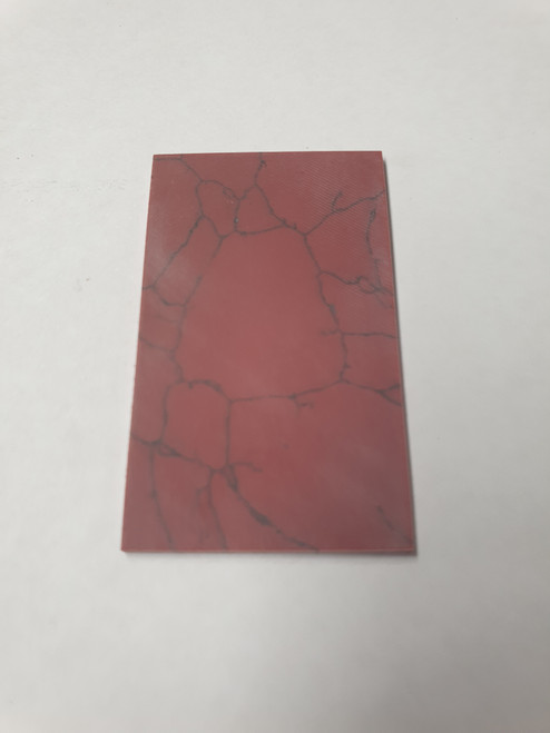 Bloody Jasper reconstituted stone blanks 30 x 50 x 1.5mm suitable for inlay. Can be cut with standard cutting tools - jewellery saw similar in characteristics to mother of pearl (hardness approx. 3. Can be sanded and polished same way as shell material. All pcs are A grade good on both sides.