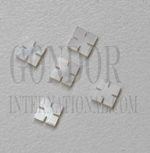 1pc White MOP notched squares 6x1.5mm