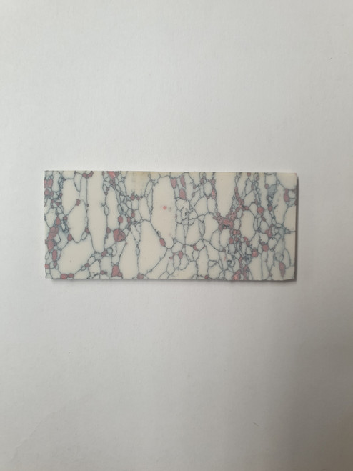 Marble Bohemian CH2E6 reconstituted stone blanks 30 x 70 x 1.5mm suitable for inlay. Can be cut with standard cutting tools - jewellery saw similar in characteristics to mother of pearl (hardness approx. 3. Can be sanded and polished same way as shell material. All pcs are A grade good on both sides.