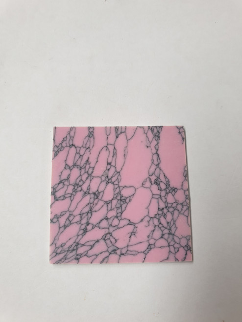 Pink stone CH2B4 reconstituted stone blanks 50 x 50 x 1.5mm suitable for inlay. Can be cut with standard cutting tools - jewellery saw similar in characteristics to mother of pearl (hardness approx. 3. Can be sanded and polished same way as shell material. All pieces are A grade good on both sides.