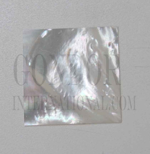 White Mother of Pearl flat inlay blanks polished 1 side size 30mm (1.18") x 30mm (1.18") x 0.5mm (0.02") thickness A grade good on both sides.