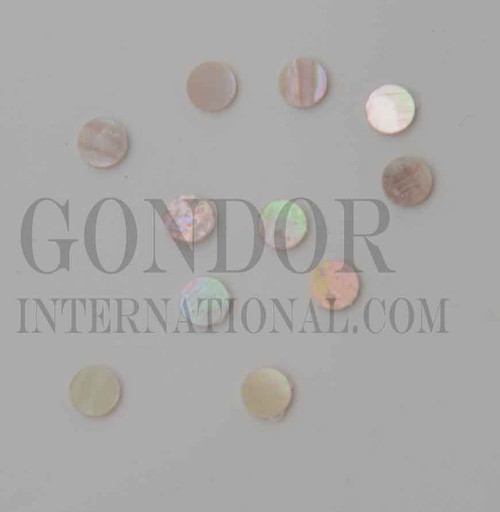 Australian Greenlip abalone shell dots 2mm diameter 1.3mm thickness are round flat shell pcs cut to precise diameter and thickness. Ideal for use in inlay applications - for fretboard markers and general inlay or jewellery decorations. All dots are A grade.