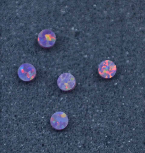 Opal dots OP76 3 x 1.3mm flat pcs made to specific diameter and thickness made from manufactured opal suitable for inlay,fingerboard markers, jewellery, Opal dots can be worked same way as mother of pearl and are of similar hardness.