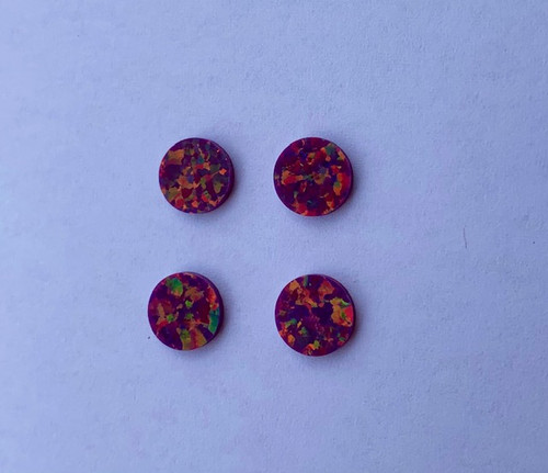 Opal dots OP76 7 x 1.3mm flat pcs made to specific diameter and thickness made from manufactured opal suitable for inlay, fretboard markers, jewellery, Opal dots can be worked same way as mother of pearl and are of similar hardness.