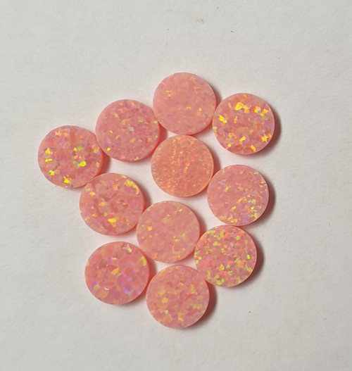 Opal dots OP24 5 x 1.3mm flat pcs made to specific diameter and thickness made from manufactured opal suitable for inlay, fretboard markers, jewellery, Opal dots can be worked same way as mother of pearl and are of similar hardness.