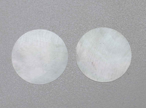 White Mother of Pearl discs 40mm (1.57") diameter x 1.5mm (0.06") thickness - round flat shell pcs polished 1 side cut to precise diameter and thickness. Ideal for watch dials, buttons and jewellery decorations. All discs are A grade good on both sides.