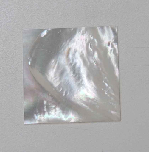 White Mother of Pearl flat inlay blanks polished size 50mm (1.97") width x 50mm (1.97") length x 0.5mm (0.02") thickness. A grade good on both sides. polished 1 side