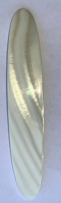 Fresh water shell fishing lures (fishing spoons) are specially cut and polished solid shell pcs. Size 22 x 120 x 2mm Made to specific bent shape no holes. Made using A grade shell.