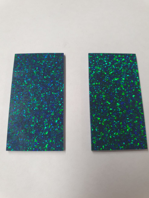 Opal blanks OP19 22 x 42 x 1.5mm (0.86 x 1.65 x 0.06 flat cut pcs polished 1 side made from manufactured opal blocks suitable for inlay jewellery, bow slides. Opal blanks can be cut same way as mother of pearl blanks and are of similar hardness.