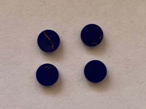 Blue Goldflake stone SLPISP dots 6mm diameter x 1.5mm thickness - round flat pcs cut to precise diameter and thickness. Ideal for use in inlay applications - for fretboard markers, and general inlay or jewellery decorations. All dots are A grade good on both sides.