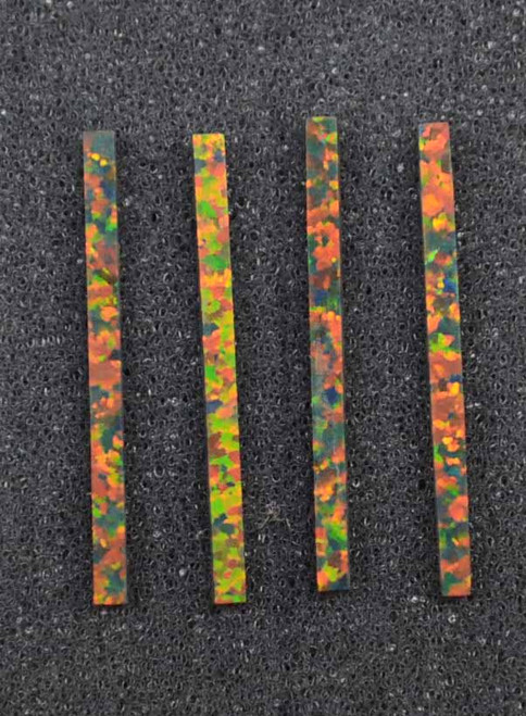 Manufactured opal straight strips 2.5mm (0.01") width x 25mm (1") length x 1.3mm (0.05") thickness suitable for musical instrument purfling - guitars, Ukuleles as well as general jewellery + inlay applications cut flat to specific dimensions.