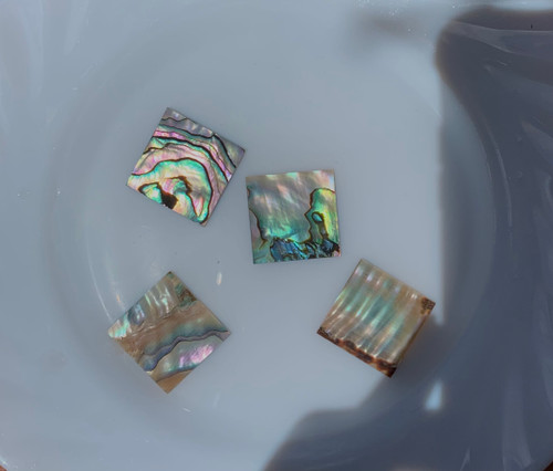 Green abalone (Mexican green abalone) flat inlay blanks heart material size 25mm (1") width x 258mm (1") length x 1.5mm (0.06") thickness A grade.