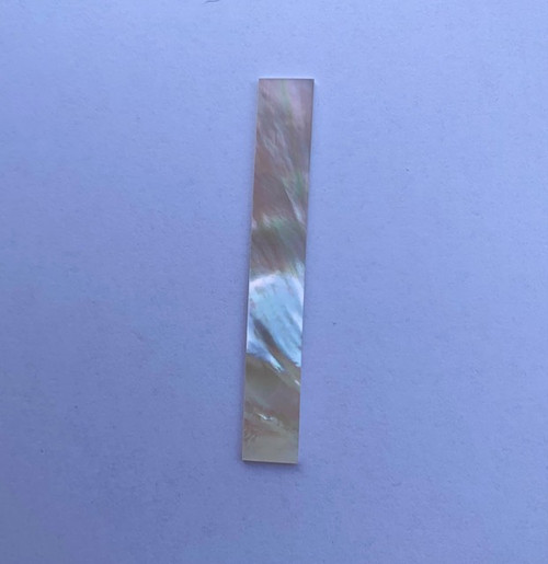 White Mother of Pearl flat inlay blanks polished 1 side size 8mm (0.3") width x 70mm (0.78") length x 1mm (0.04") thickness. A grade good on both sides.