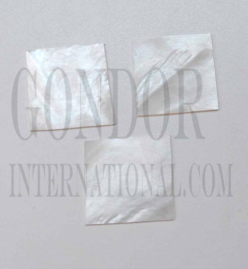 White Mother of Pearl flat inlay blanks polished 1 side size 25mm (0.9") width x 25mm (0.9") length x 5mm (0.19") thickness A grade good on both sides.