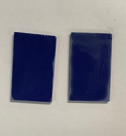 Navy stone reconstituted stone blanks 30 x 50 x 1.5mm suitable for inlay. Can be cut with standard cutting tools - jewellery saw similar in characteristics to mother of pearl (hardness approx. 3. Can be sanded and polished same way as shell material. All pcs are A grade good on both sides.